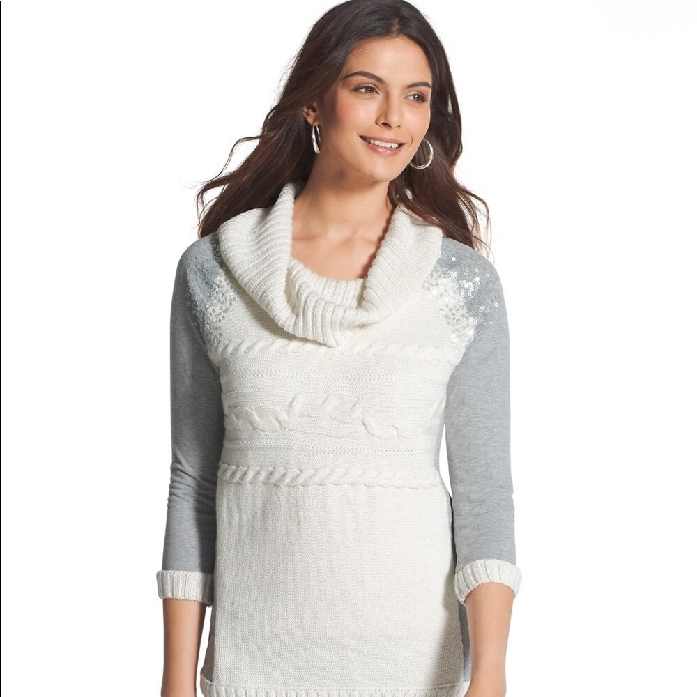 NWT Chico’s Zenergy sequin cowlneck jersey/sweater